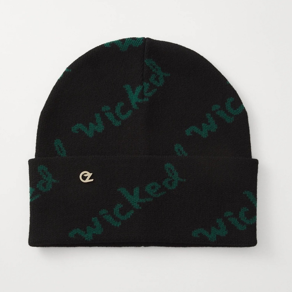 NWT Eugenia Kim x Wicked Frances Beanie Wool Knit Hat Black Green Logo